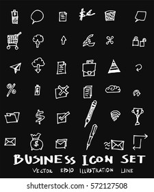 Business set sketch vector ink doodle on chalkboard
