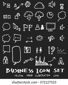 Business set sketch vector ink doodle on chalkboard