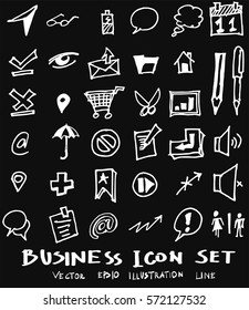 Business set sketch vector ink doodle on chalkboard
