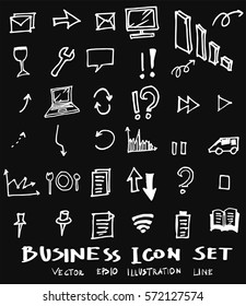 Business set sketch vector ink doodle on chalkboard
