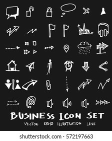 Business set sketch vector ink doodle on chalkboard