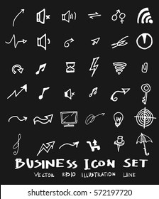 Business set sketch vector ink doodle on chalkboard