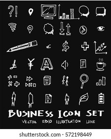 Business set sketch vector ink doodle on chalkboard