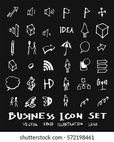 Business set sketch vector ink doodle on chalkboard