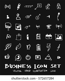 Business set sketch vector ink doodle on chalkboard