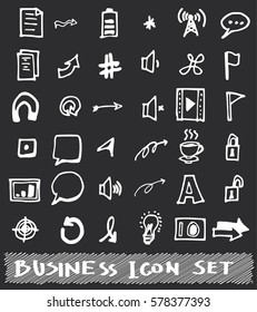 Business set sketch vector ink doodle on chalkboard