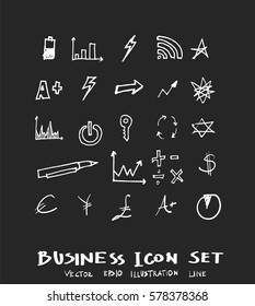 Business set sketch vector ink doodle on chalkboard