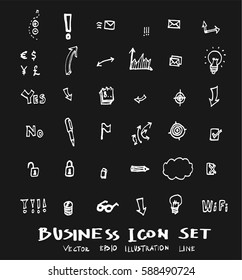 Business set sketch vector ink doodle on chalkboard
