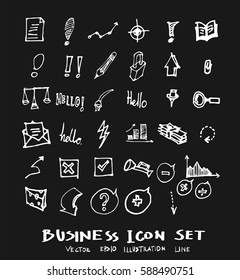 Business set sketch vector ink doodle on chalkboard