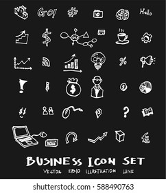 Business set sketch vector ink doodle on chalkboard