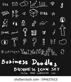 Business set sketch vector ink doodle on chalkboard