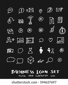 Business set sketch vector ink doodle on chalkboard