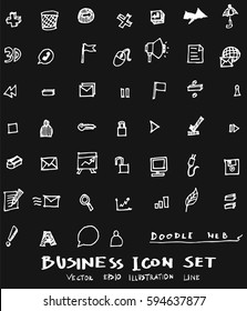 Business set sketch vector ink doodle on chalkboard