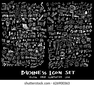 Business set sketch vector ink doodle on chalkboard