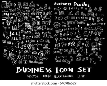Business set sketch vector ink doodle on chalkboard