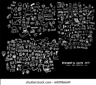 Business set sketch vector ink doodle on chalkboard