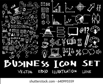 Business set sketch vector ink doodle on chalkboard