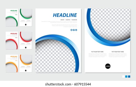 Business set template with space for a photo. brochure design in text. Vector illustrations. 