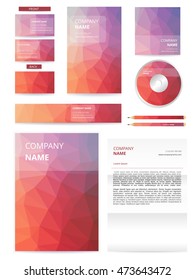 Business set with triangle background in red colors