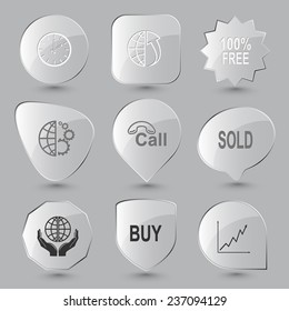 Business set. Vector glass buttons.