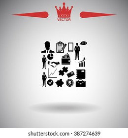 Business set vector icons.
