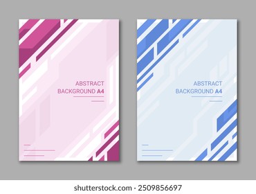 Conjunto de negocios de Vertical A4 cubiertas para folleto. Diseño abstracto azul y rosa moderno.