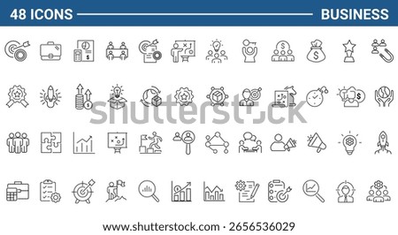 Business set of web icons in line or outline style. Icons for web and mobile app. Outline icons collection. Editable Stroke. Vector illustration