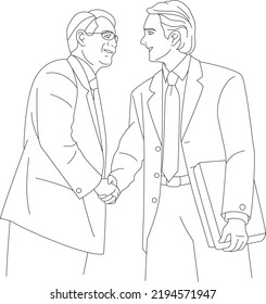 Business Shakehand Partnership Line Art Illustration