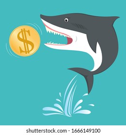 Business Shark Eating, illustration vector cartoon