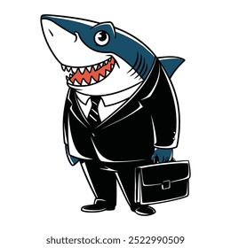 Business Shark in Suit Illustration