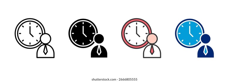 Conjunto de Ícones de Turno Comercial e Coleção de Vários Estilos