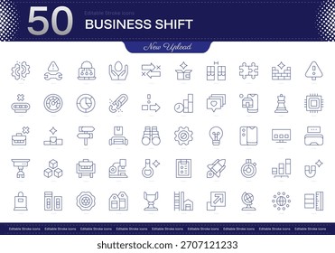 Icono de trazo de cambio de negocio. Conjunto de iconos de línea de cambio de negocio. paquete de iconos de trazo editable. Línea, delgado, Paquete de icono de estilo lineal. Totalmente personalizable