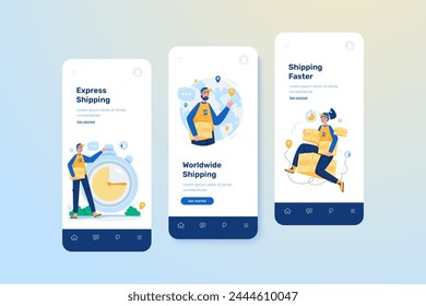 Business shipping agent delivery service illustration onboard ui mobile template