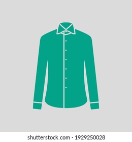 Business Shirt Icon. Green on Gray Background. Vector Illustration.