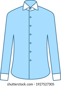 Business Shirt Icon. Thin Editable Line With Blue Fill Design. Vector Illustration.