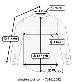 business shirt illustration for size chart , english