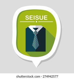 business shirt and tie flat icon with long shadow,eps10