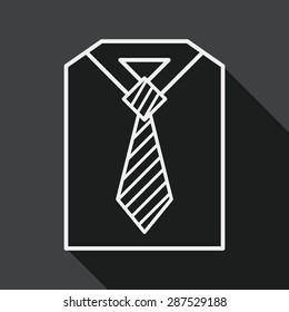 business shirt and tie flat icon with long shadow, line icon