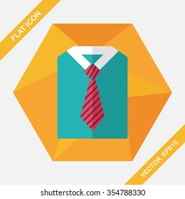 business shirt and tie flat icon with long shadow,eps10