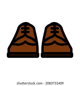Business Shoes Icon. Editable Bold Outline With Color Fill Design. Vector Illustration.