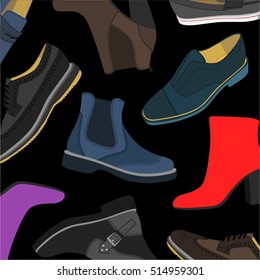 Business Shoes on black background. Vector Illustration