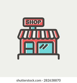 Business shop icon thin line for web and mobile, modern minimalistic flat design. Vector icon with dark grey outline and offset colour on light grey background.