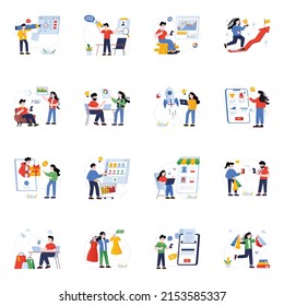 Ilustraciones planas de negocios y compras 

