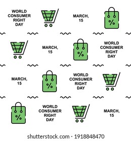 Diseño de patrones de negocio y de compras. Fácil de editar con archivo vectorial. Puede usar para su contenido creativo. Especialmente sobre la campaña del Día Mundial de los Derechos del Consumidor en esta marcha.
