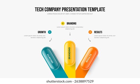 Business Showcase Presentation Design Vector Illustration. Modern Proposal 3 Step Diagram Frame Layout. Visual Review Three Element Infographic Slideshow Template.