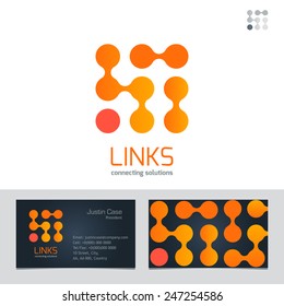 Business Sign & Business Card vector design template. Vector graphics represent links, connections, energy. Modern technology symbol concept. Brand visualization, corporate identity template. Editable