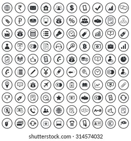 Business sign icons set, black image in circle, on white background