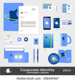 Business sign, identity template for fitness, weight loss program, dietitian. Female silhouette with symbolic dynamic ring shape for fitness & weight loss vector illustration. Can print separately 