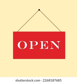 Business sign saying Come In We re Open red background