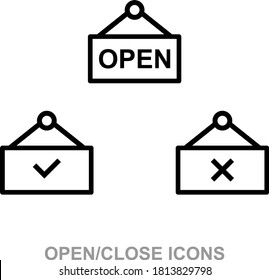 A business sign that says 'Open and Sorry We're closed' icon vector